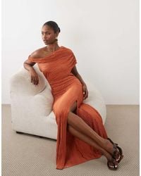 ASOS - Plissé Off The Shoulder Ruched Detailing Maxi Dress - Lyst