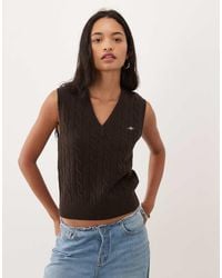 GANT - Cable Knit Vest - Lyst