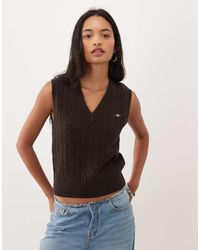 GANT - Kabelgebreid Vest - Lyst