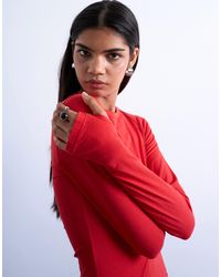 TOPSHOP - Top ultra-fin à manches longues et col ras - Lyst