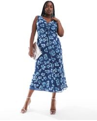 ASOS - Asos Design Curve V Neck Midi Dress With Ruched Bust Detail - Lyst