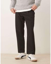 ASOS - Pantalones Capri Negros De Pernera Recta Con Detalle Elástico En La Cinturilla De - Lyst