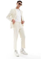 ASOS - Pantalones De Traje Capri De Corte Recto De -Neutro - Lyst