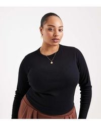 ASOS - Asos Design Curve Rib Crew Neck Long Sleeve Top - Lyst