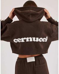 CERNUCCI - Knitted Logo Cropped Zip Hoodie - Lyst