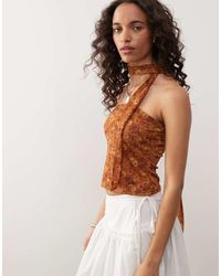 Reclaimed (vintage) - Top A Fascia Con Stampa A Fiori Tropicali E Foulard - Lyst