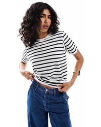 JJXX - Camiseta Corta Blanca A Rayas Negras Extragrande De -Negro - Lyst