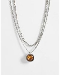 ASOS - 2-pack Waterproof Stainless Steel Amber Stone Pendant Necklaces - Lyst