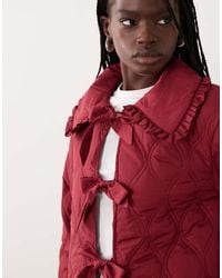 Miss Selfridge - Quilted Bow Liner Jacket With Bows - Lyst
