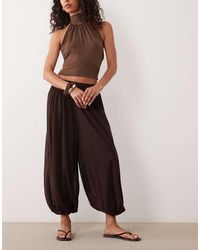 ASOS - Cropped Soft Balloon Pants With Deep Waistband - Lyst