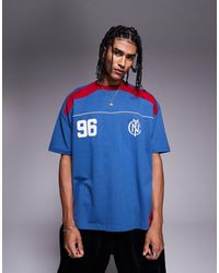 ASOS - Oversized T-shirt With Panelling And Sports Graphic - Lyst