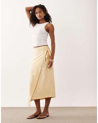 ASOS - Linen Blend Wrap Skirt - Lyst