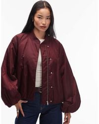 & Other Stories - Giacca Bomber Bordeaux Vino Con Maniche Voluminose E Zip Sul Davanti - Lyst