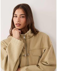 ASOS - Denim Lightweight Funnel Neck Jacket - Lyst