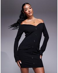 ASOS - Cold Shoulder Long Sleeve Button Down Waistcoat Mini Dress - Lyst