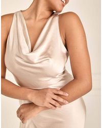 Six Stories - Cowl Front Satin Bridesmaid Dress - Lyst
