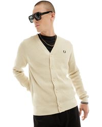 Fred Perry - Cardigan color avena a nido d'ape - Lyst