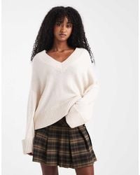 Gina Tricot - V Neck Knitted Sweater With Wide Sleeves - Lyst
