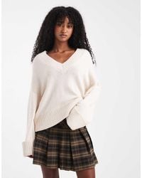Gina Tricot - Maglione Color Crema Con Scollo A V E Maniche Ampie - Lyst