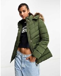 New Look - Puffer Jacket With Faux Fur Hood - Lyst