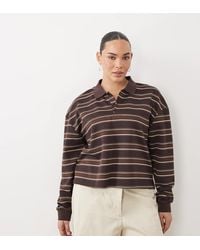 Brave Soul - Brave Soul Curve Long Sleeve Stripe Rugby Top - Lyst