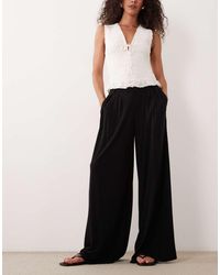 ASOS - Viscose Linen Super Wide Leg Trouser - Lyst