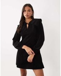 Nobody's Child - Hannah Cord Oversized Collar Tie Front Mini Dress - Lyst