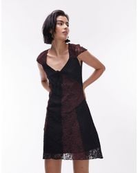 TOPSHOP - Mix And Match Lace Cap Sleeve Jersey Mini Dress - Lyst