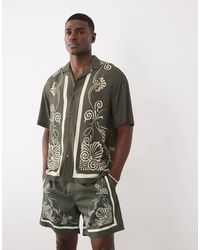 ASOS - Co-Ord Relaxed Revere Shirt With Border Print - Lyst