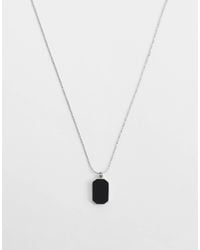ASOS - Collier en acier inoxydable résistant à l'eau avec pendentif ovale plat serti d'une pierre - Lyst