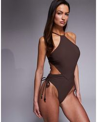 ASOS - Hema Paper Touch Scarf Halter Neck Swimsuit - Lyst