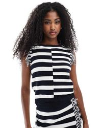 ASOS - Top A Rayas Monocromáticas Con Flecos De Punto De (Parte De Un Conjunto) - Lyst
