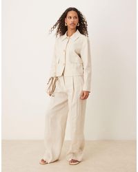 Mango - Wide Leg Tailored Linen Trouser With Front Pleat Co-ord - Lyst