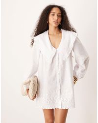 ASOS - Oversized Collar Long Sleeve Shirt Mini Dress - Lyst