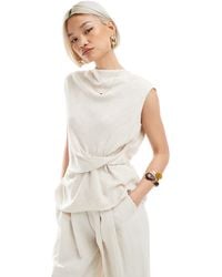 ASOS - Cowl Neck Sleeveless Top With Twist Waist Detail - Lyst
