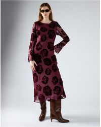 Glamorous - Print Long Sleeve Midi Dress - Lyst