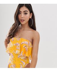 ASOS ASOS DESIGN petite - Costume da bagno minimal a fascia - Arancione