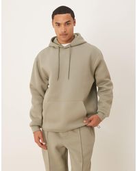 ASOS - Sweat à capuche oversize en tissu style néoprène avec ourlet fixe et cordon - Lyst