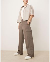 ASOS - Smart Wide Leg Pants With Double Pleats And Cargo Pockets - Lyst