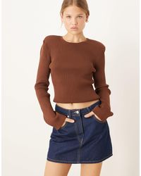 ASOS - Knitted Top With Shoulder Pads - Lyst