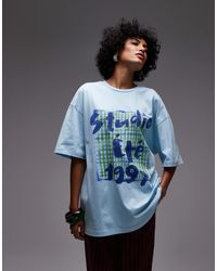 TOPSHOP - Jersey Graphic Scarf Print Oversized Top - Lyst