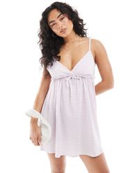 Miss Selfridge - – babydoll-camisolekleid mit vichy-karos - Lyst