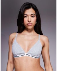 Juicy Couture - Bralette Gris Claro Triangular Con Detalle De Cinta Del Logo De - Lyst