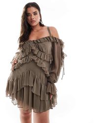 ASOS - Asos design curve – schulterfreies, gestuftes minikleid - Lyst