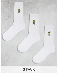 ASOS - 3 Pack Sock With Plant Embroidery - Lyst