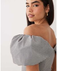 ASOS - Peplum Top Met Blote Schouders En Gingham Ruit, Deel Van Co-Ord Set - Lyst