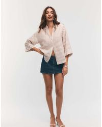 Stradivarius - Linen-effect Kimono Sleeve Shirt - Lyst