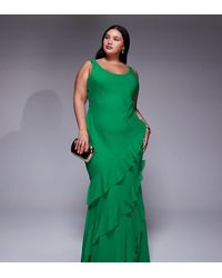 ASOS - Asos Design Curve Scoop Neck Maxi Dress With Ruffle Skirt And Cut Out Back - Lyst