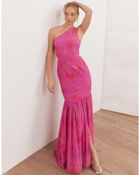 ANAYA - Floral Print One Shoulder Maxi Dress - Lyst