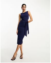 ASOS - Midi Dress With Tie Skirt And Side Cut Out - Lyst